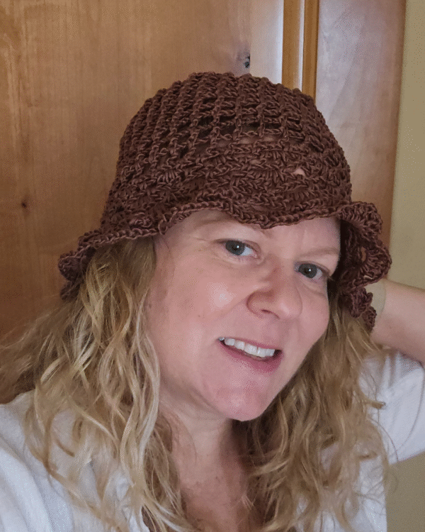 Mocha Lace Crochet Bucket Hat – Flirty Mesh Sides & Lacy Brim (Size S/M) - Image 6