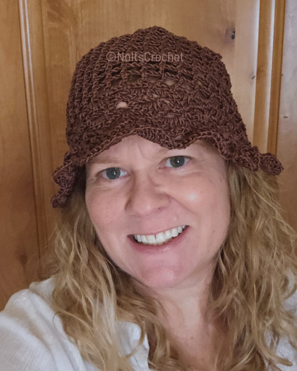 Mocha Lace Crochet Bucket Hat – Flirty Mesh Sides & Lacy Brim (Size S/M) - Image 5