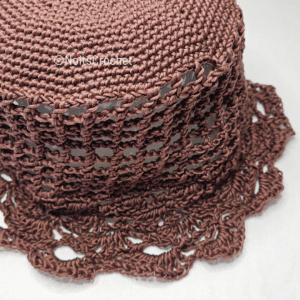 Mocha Lace Crochet Bucket Hat – Flirty Mesh Sides & Lacy Brim (Size S/M)