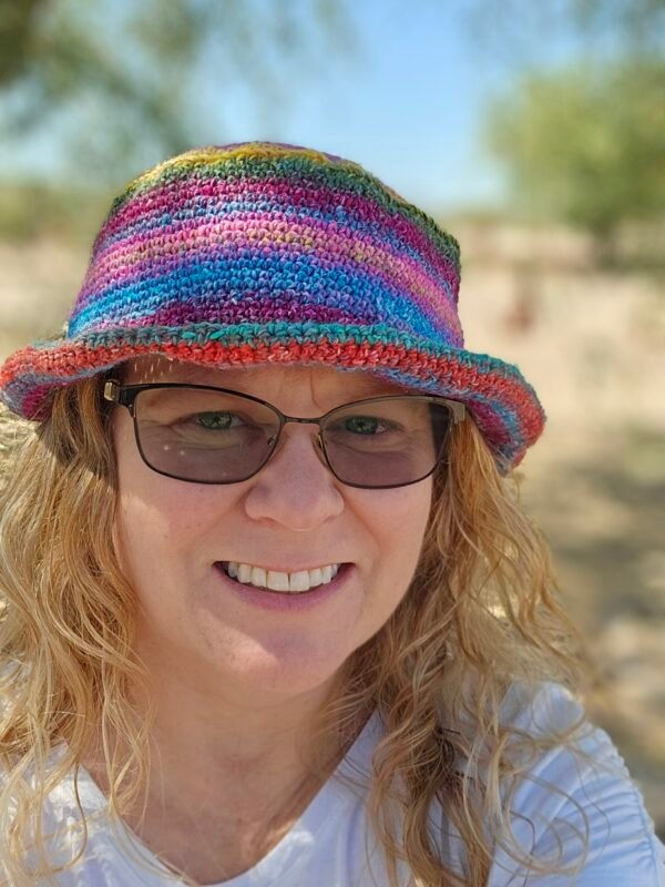 Luxe Rainbow Crochet Bucket Hat – Hand-Crocheted with Silk & Mohair Blend - Image 5