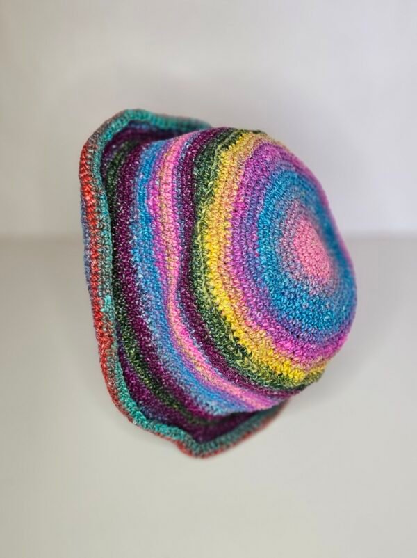 Luxe Rainbow Crochet Bucket Hat – Hand-Crocheted with Silk & Mohair Blend - Image 7