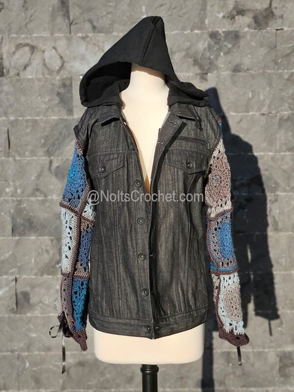 Deep Sea Rebel – Upcycled Denim Jacket with Urban Attitude (Size Large) - Image 2