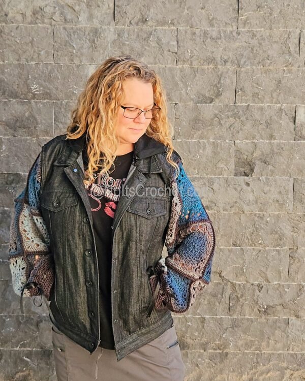 Deep Sea Rebel – Upcycled Denim Jacket with Urban Attitude (Size Large) - Image 5