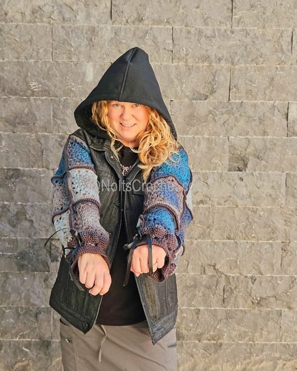 Deep Sea Rebel – Upcycled Denim Jacket with Urban Attitude (Size Large) - Image 6