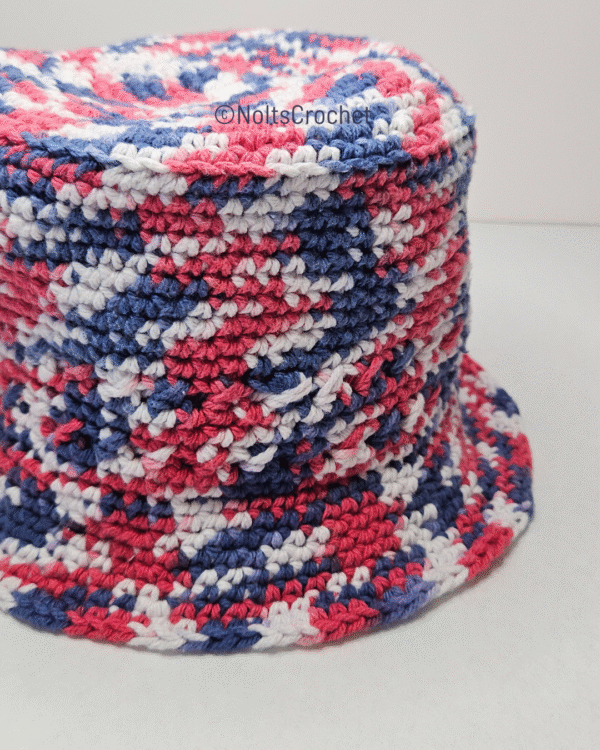 Americana Fade Bucket Hat – 100% Cotton Crochet (Size Small)