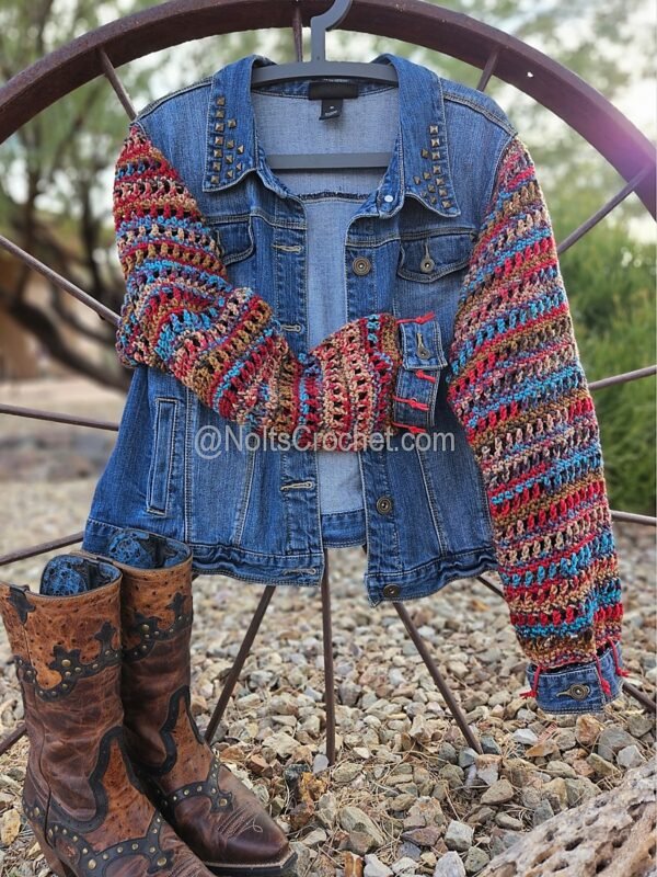 Santa Fe Spirit – Upcycled Denim Jacket (Plus Size 1X)